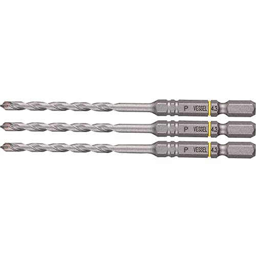ベッセル　磁器タイル用ドリル　ＡＰＤ　３本組　ドリル径：４．３ｍｍ　有効長：５０ｍｍ
