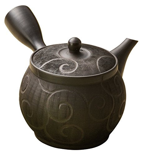 石龍黒泥丸型唐草急須