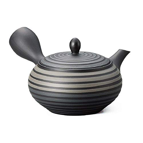 宝龍黒平型二色千段帯網急須