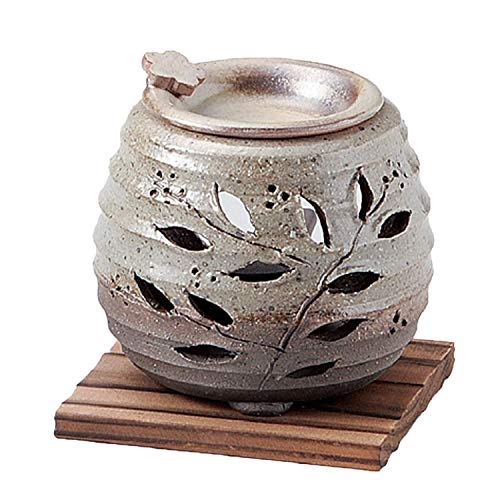 石龍緑灰釉花茶香炉（板付）