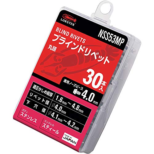 エビ　ブラインドリベット（ステンレス／スティール製）　５－３（３０本入）　エコパック