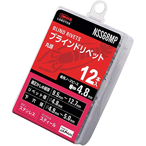 エビ　ブラインドリベット（ステンレス／スティール製）　６－８（１２本入）　エコパック